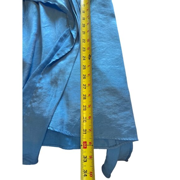 Zara Womens Blue Wrap Dress With Belt Sz M Viscose Chic Street Style Silky Feel - Picture 8 of 10